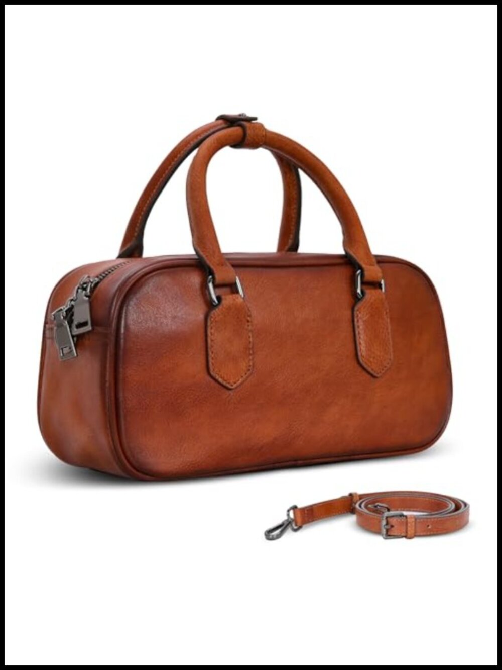 Genuine Leather Crossbody Bag Handbag for Women Detachable Shoulder Strap